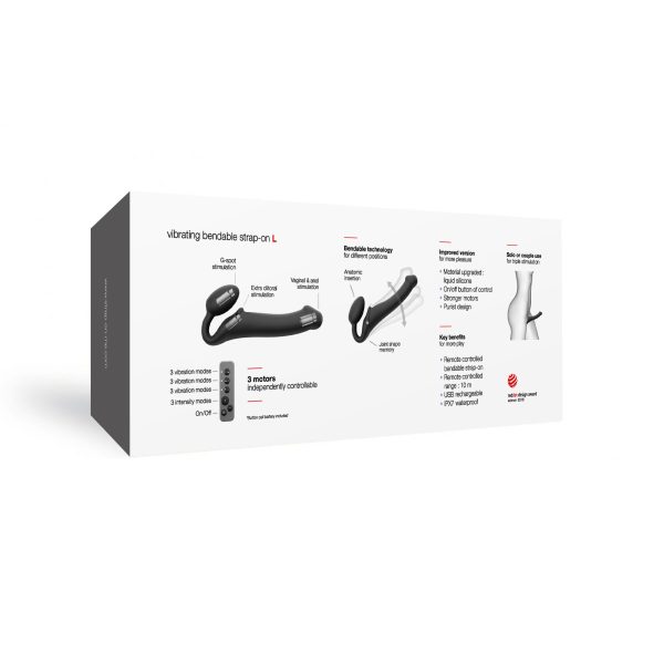 Безремневой страпон с вибрацией Strap-On-Me Vibrating диаметр 3,7см, пульт ДУ, регулируемый