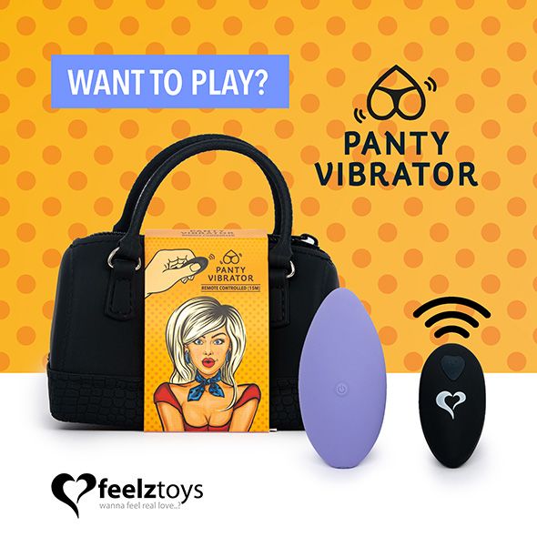 Вибратор в трусики FeelzToys Panty Vibrator с пультом ДУ, 6 режимов работы, сумочка-чехол