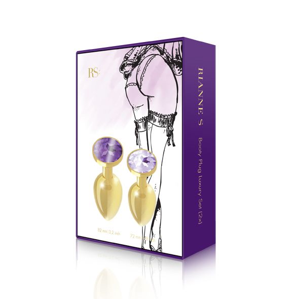 Набір металевих анальних пробок із кристалом RIANNE – Booty Plug Luxury Set, діаметр 3 та 3,5 см