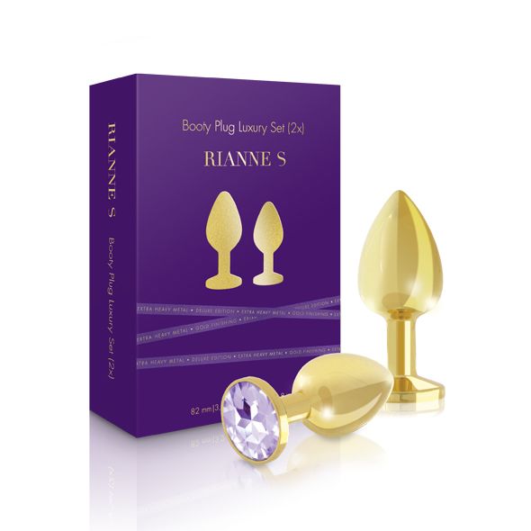 Набір металевих анальних пробок із кристалом RIANNE – Booty Plug Luxury Set, діаметр 3 та 3,5 см