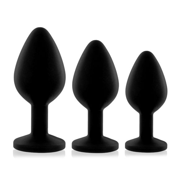 Набір силіконових анальних пробок із кристалом Rianne S: Booty Plug Set діаметр 3,2см, 3,5см, 4,2см