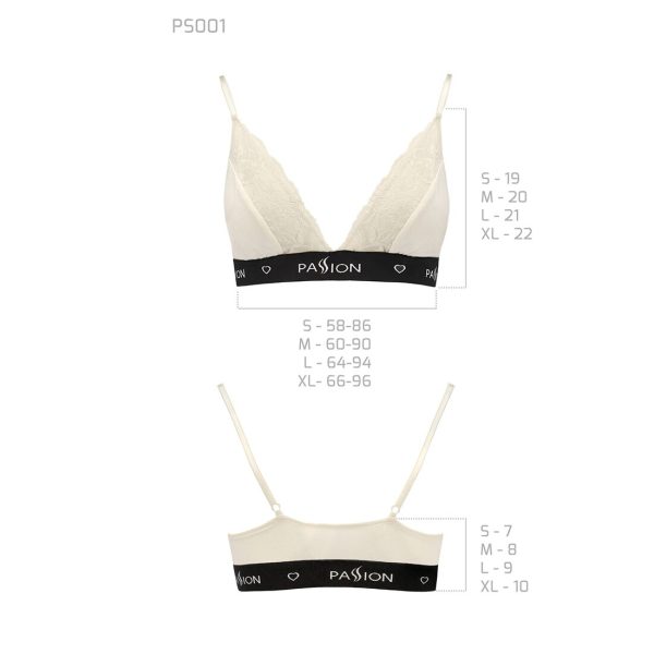Еластичний топ з мереживом Passion PS001 TOP ecru