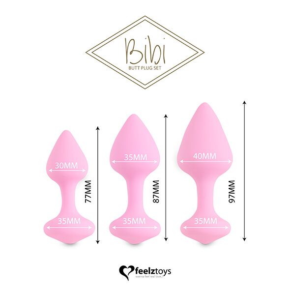 Набір силіконових анальних пробок FeelzToys - Bibi Butt Plug Set 3 pcs