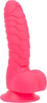 Ребристый фаллоимитатор на присоске ADDICTION — Tom 7″ Dildo With Balls — вибропуля в подарок