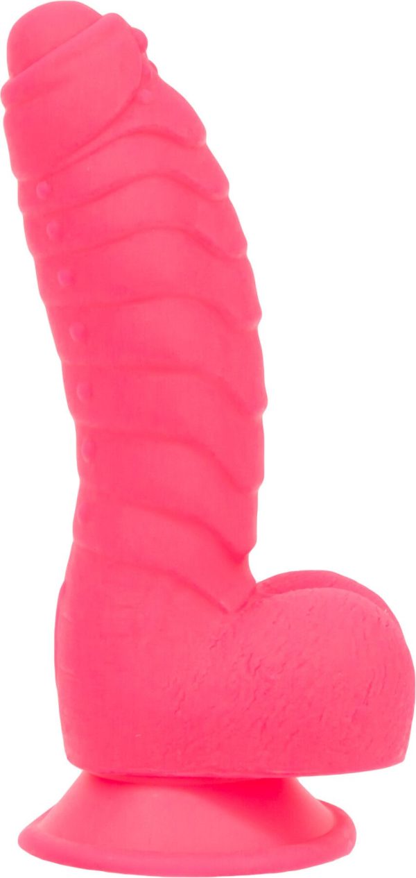 Ребристый фаллоимитатор на присоске ADDICTION — Tom 7″ Dildo With Balls — вибропуля в подарок