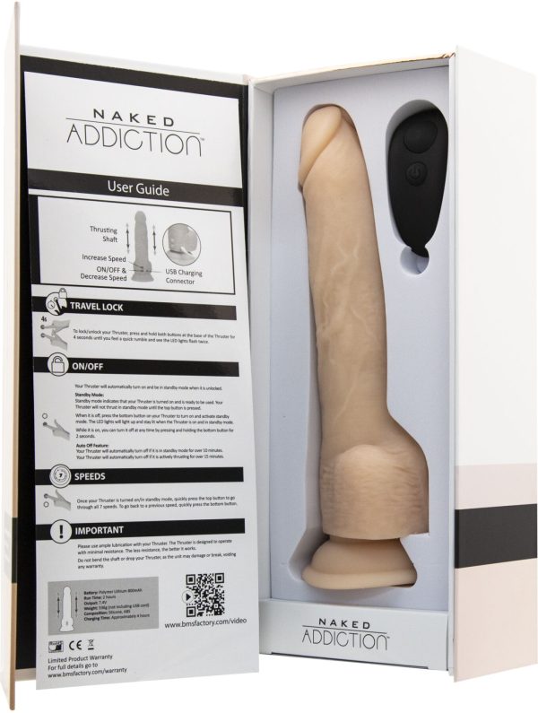 Фаллоимитатор с пульсацией Naked ADDICTION Dominic 9″ Vanilla, пульт ДУ, диаметр 4,2 см