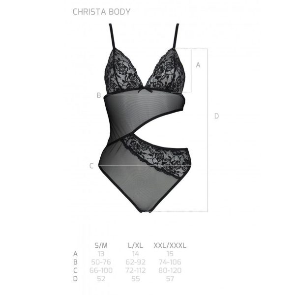 Боді з ажурним ліфом Passion CHRISTA BODY XXL