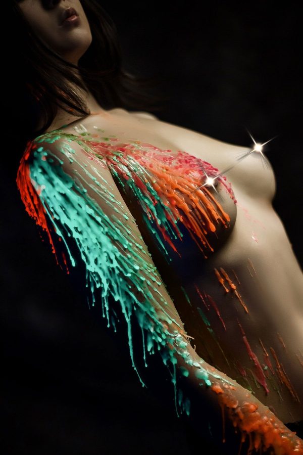 Помаранчева воскова свічка Art of Sex size 15 см низькотемпературна, люмінесцентна