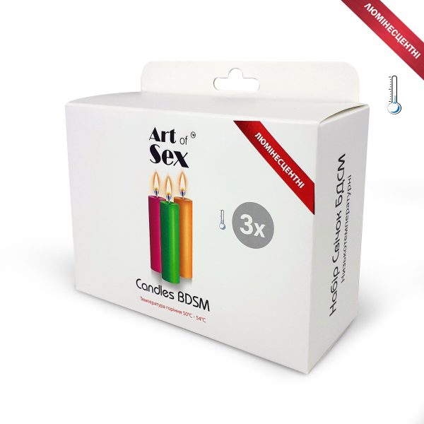 Набор восковых свечей Art of Sex size 10 см (3 шт), низкотемпературные, люминисцентные