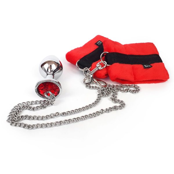 Наручники з металевою анальною пробкою Art of Sex Handcuffs with etal Anal Plug size