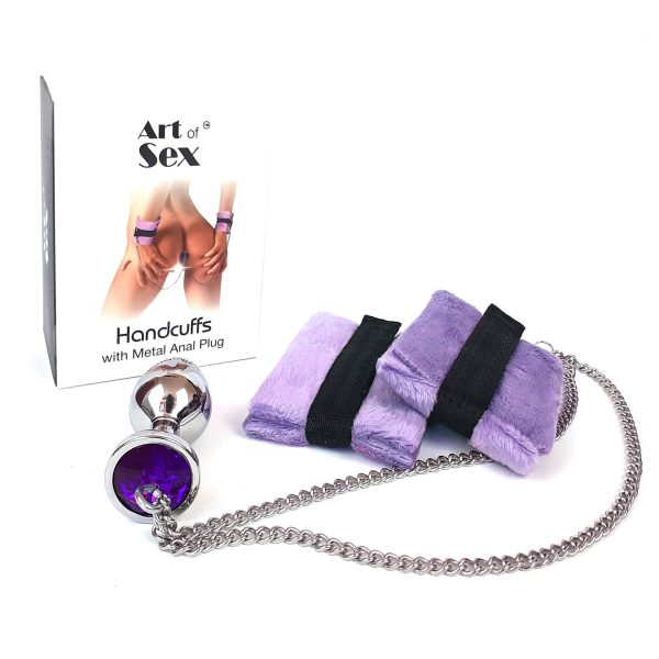 Наручники з металевою анальною пробкою Art of Sex Handcuffs with etal Anal Plug size