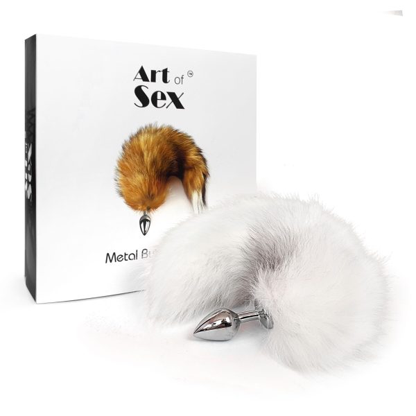 Металева анальна пробка з хвостом із натурального хутра Art of Sex size fox