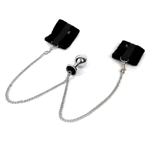 Наручники з металевою анальною пробкою Art of Sex Handcuffs with etal Anal Plug size