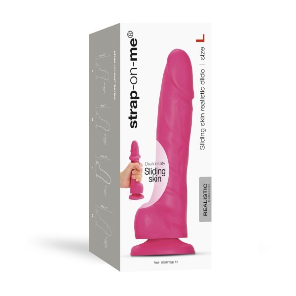 Реалистичный фаллоимитатор Strap-On-Me Sliding Skin Realistic Dildo Fuchsia эффект подвижной кожи