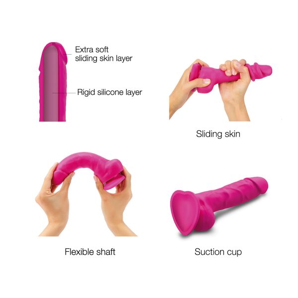 Реалистичный фаллоимитатор Strap-On-Me Sliding Skin Realistic Dildo Fuchsia эффект подвижной кожи