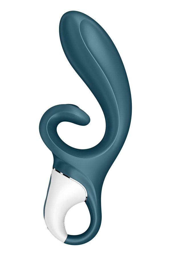 Смарт вібратор-кролик Satisfyer Hug Me Bluegrey, 2 мотори, діаметр 4,2см, широка кліторальна частина