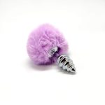 Металева анальна пробка Кролячий хвостик Alive Fluffy Twi t Plug діаметр 2,9 см