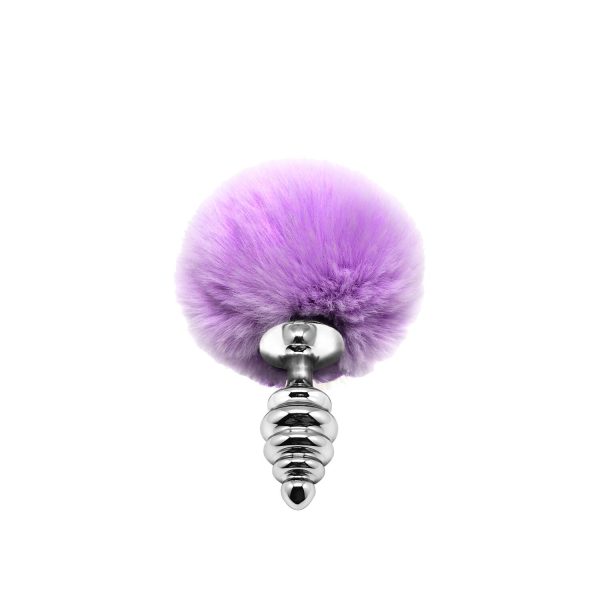 Металева анальна пробка Кролячий хвостик Alive Fluffy Twi t Plug діаметр 2,9 см