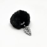 Металева анальна пробка Кролячий хвостик Alive Fluffy Twi t Plug діаметр 2,9 см