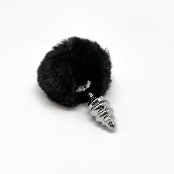 Металева анальна пробка Кролячий хвостик Alive Fluffy Twi t Plug діаметр 2,9 см
