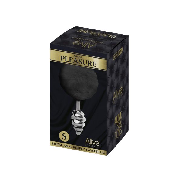 Металева анальна пробка Кролячий хвостик Alive Fluffy Twi t Plug діаметр 2,9 см