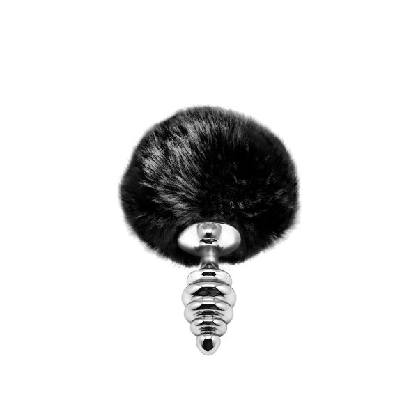 Металева анальна пробка Кролячий хвостик Alive Fluffy Twi t Plug діаметр 2,9 см