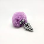 Металева анальна пробка Кролячий хвостик Alive Fluffy Twist Plug діаметр 3,4 см