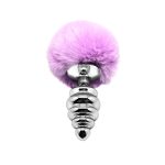Металева анальна пробка Кролячий хвостик Alive Fluffy Twist Plug діаметр 3,8 см