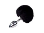Металева анальна пробка Кролячий хвостик Alive Fluffy Plug діаметр 2,8 см