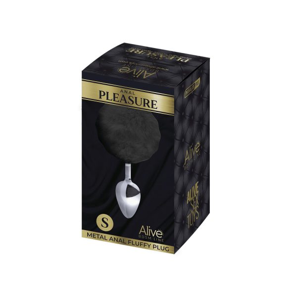 Металева анальна пробка Кролячий хвостик Alive Fluffy Plug діаметр 2,8 см