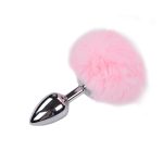 Металева анальна пробка Кролячий хвостик Alive Fluffy Plug діаметр 3,4 см