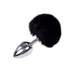 Металева анальна пробка Кролячий хвостик Alive Fluffy Plug діаметр 3,9 см