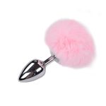 Металева анальна пробка Кролячий хвостик Alive Fluffy Plug діаметр 3,9 см