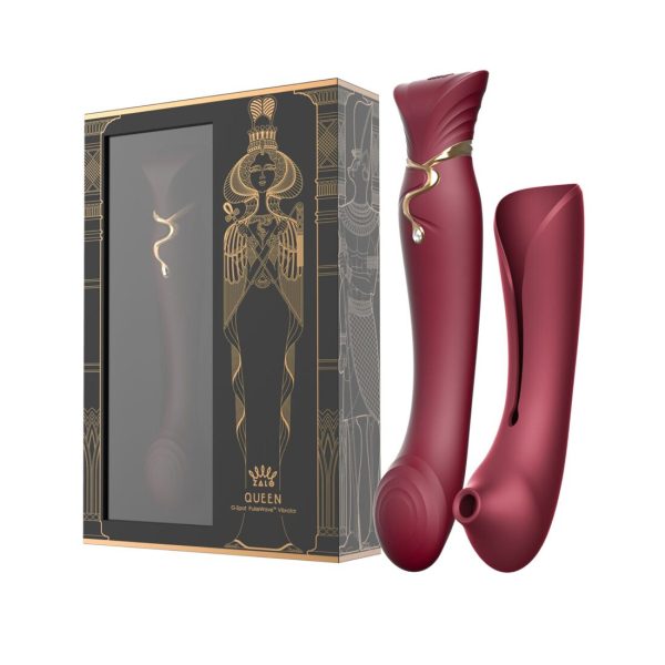 Смартвибратор 3в1 Zalo — Queen Set Wine пульсирующая жемчужина и вакуум, кристалл Swarovski