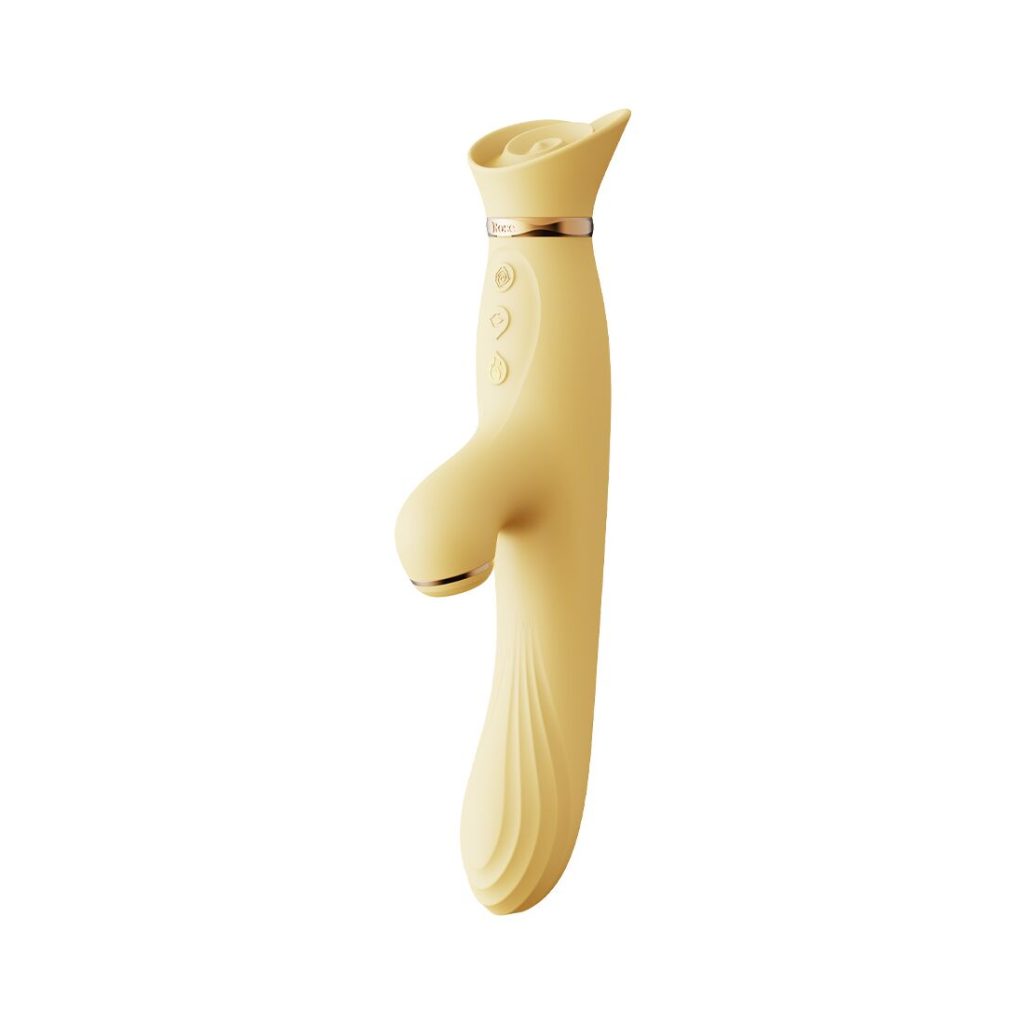 Вібратор з підігрівом та вакуумною стимуляцією клітора Zalo - ROSE Vibrator Lemon