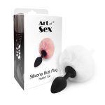 Силіконова анальна пробка М Art of Sex - Silicone Butt plug Rabbit Tail діаметр 3,5 см