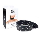 Нашийник з натуральної шкіри із заклепками та стразами Art of Sex - Jenna Collar
