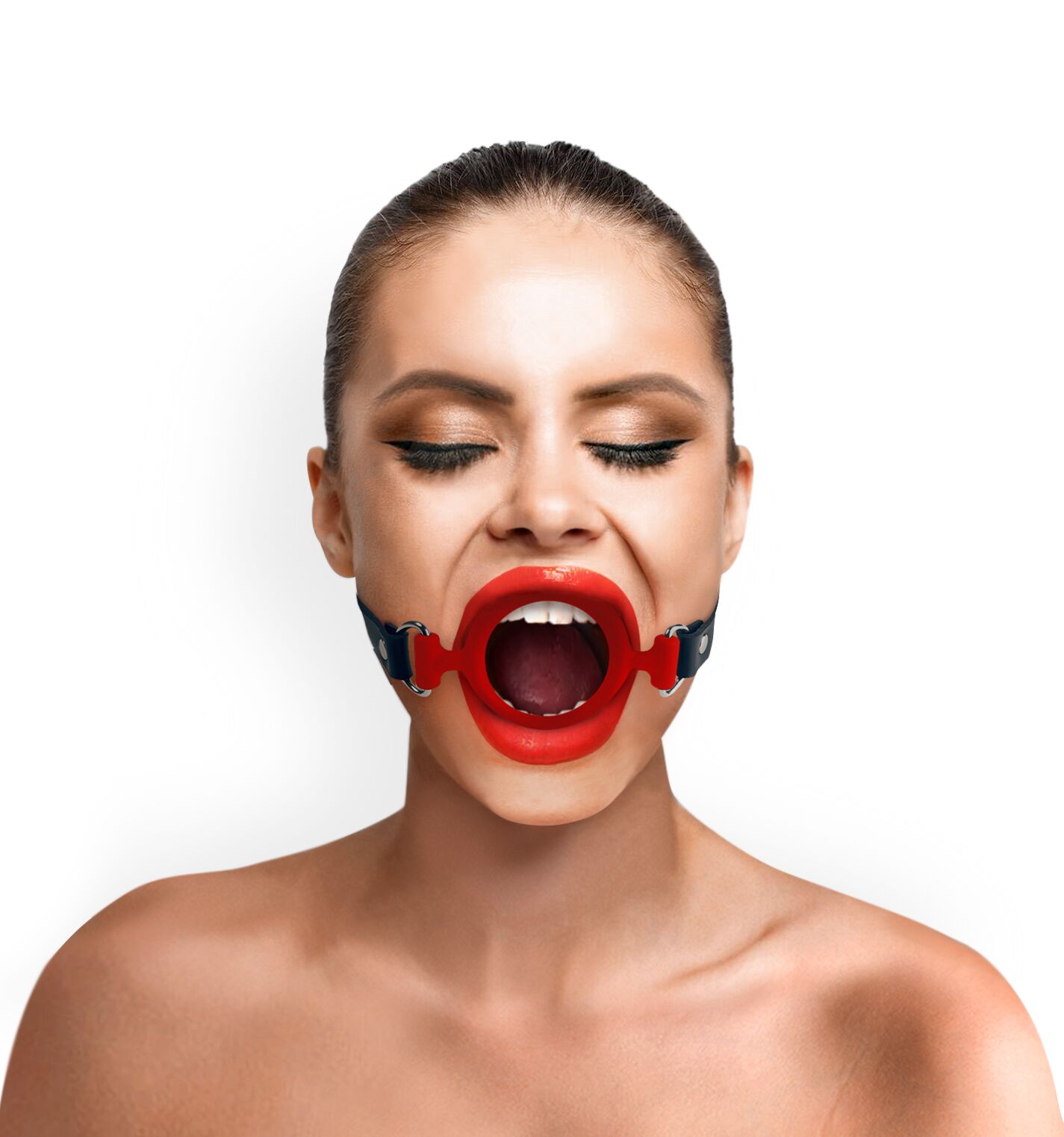 Кляп-розширювач силіконове кільце Art of Sex – Gag ring, натуральна шкіра
