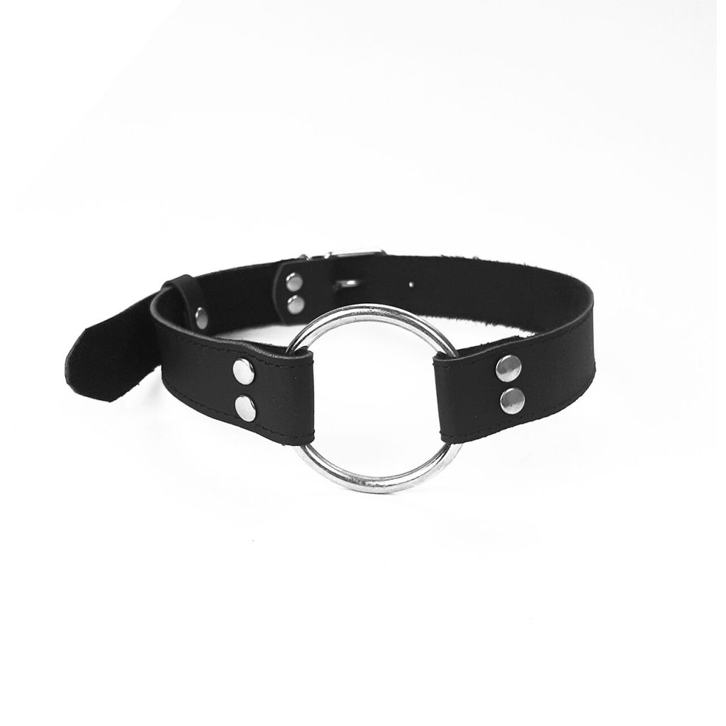 Кляп металеве кільце на ременях Art of Sex – Gag Ring Metal, натуральна шкіра