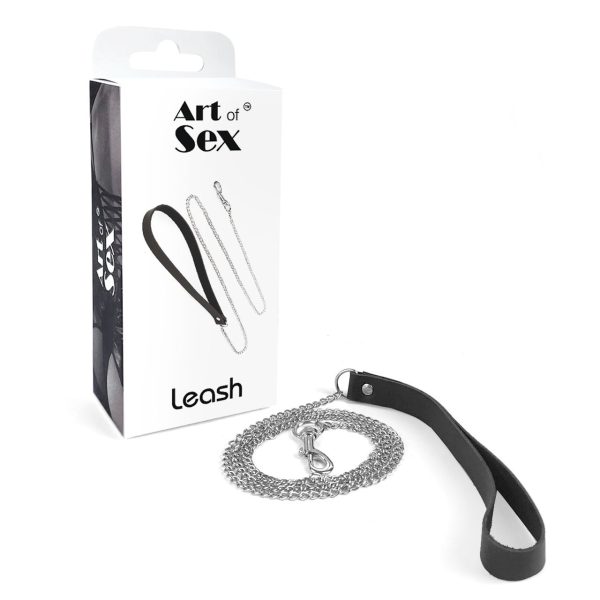 Повідець на ланцюжку із натуральної шкіри Art of Sex - Leash, колір