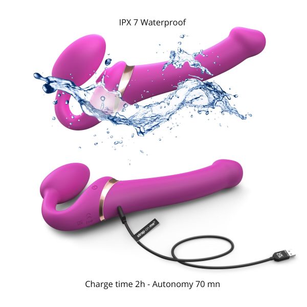 Безремневой вибрострапон с вакуумной стимуляцией Strap-On-Me MULTI ORGASM Fuchsia регулируемый