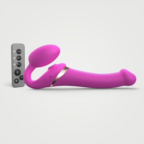 Безремневой вибрострапон с вакуумной стимуляцией Strap-On-Me MULTI ORGASM Fuchsia регулируемый