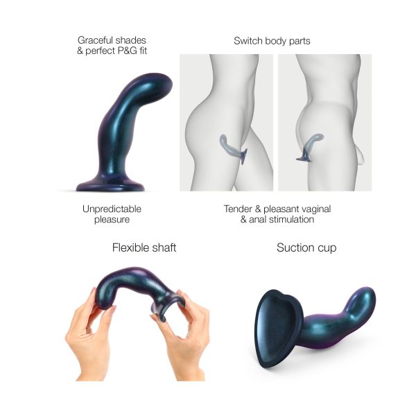 Дилдо Strap-On-Me DILDO PLUG SNAKY METALLIC размер диаметр 4 см, вводимая длина 15,3 см