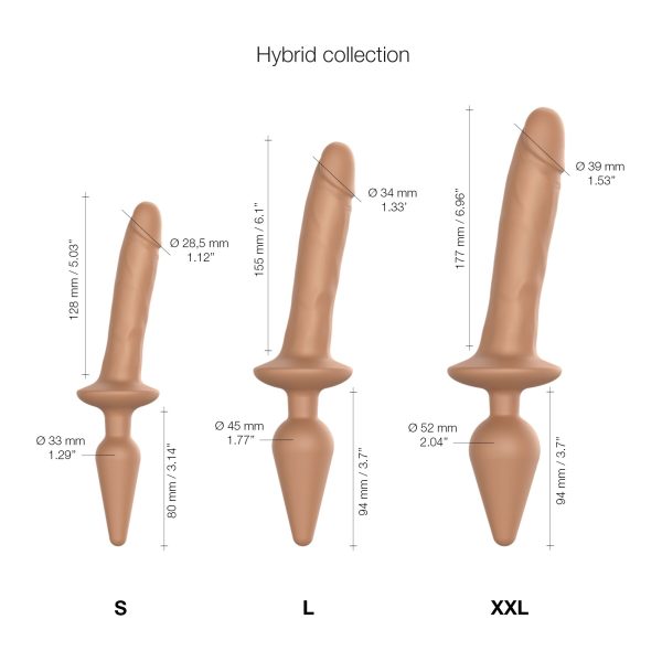 Анальная пробка с дилдо 2в1 Strap-On-Me SWITCH PLUG-IN REALISTIC DILDO Caramel диаметр 3,3/2,9 см