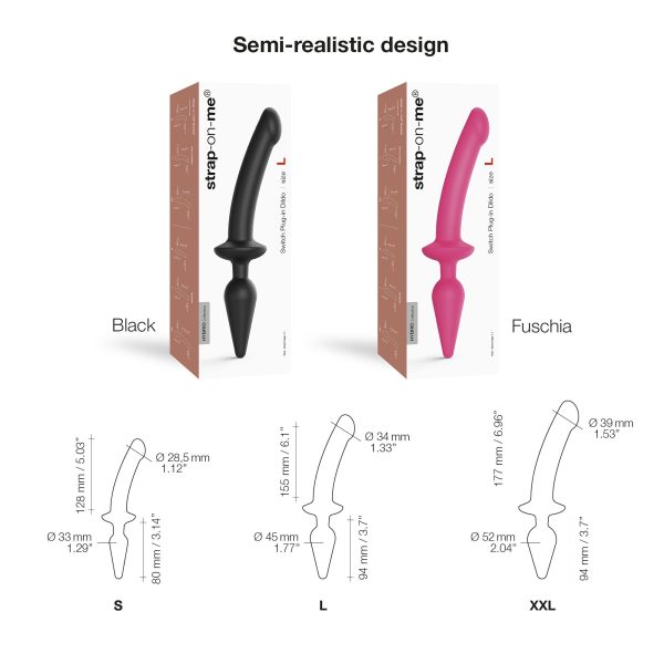 Анальная пробка с дилдо 2в1 Strap-On-Me SWITCH PLUG-IN DILDO Fuchsia диаметр 4,5/3,4 см