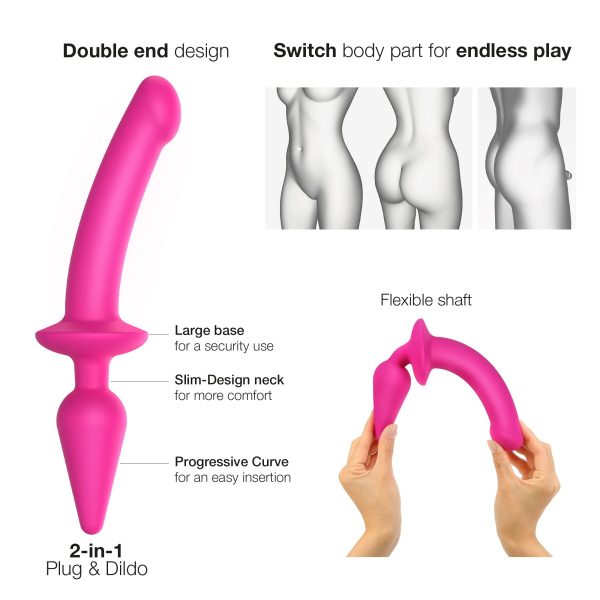 Анальная пробка с дилдо 2в1 Strap-On-Me SWITCH PLUG-IN DILDO Fuchsia диаметр 4,5/3,4 см