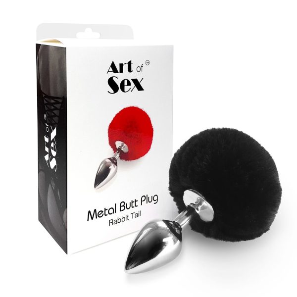 Металева анальна пробка М Art of Sex - Metal Butt plug Rabbit Tail діаметр 3,4 см