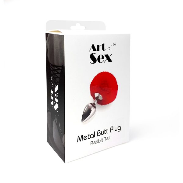 Металева анальна пробка М Art of Sex - Metal Butt plug Rabbit Tail діаметр 3,4 см