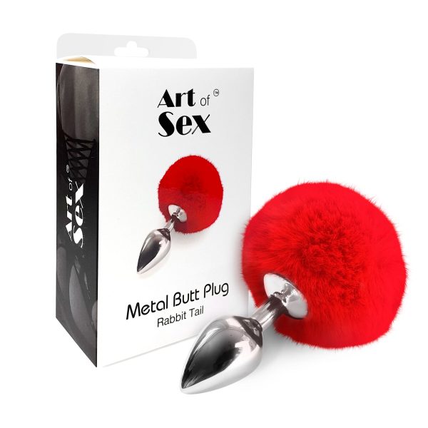 Металева анальна пробка М Art of Sex - Metal Butt plug Rabbit Tail діаметр 3,4 см
