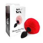 Силіконова анальна пробка М Art of Sex - Silicone Butt plug Rabbit Tail діаметр 3,5 см